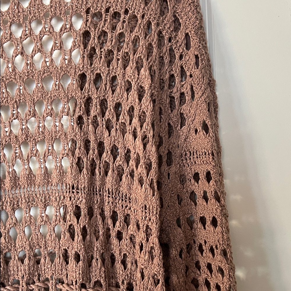 NEW LISTING! FREE PEOPLE CROCHET LONG DUSTER IN A BEAUTIFUL MAUVE COLOR - Picture 8 of 8